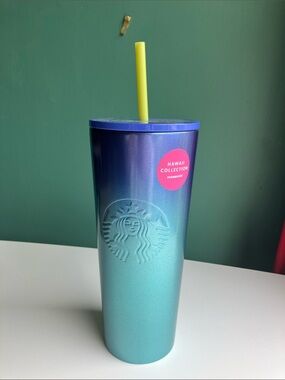 Starbucks Hawaii Collection stainless steel tumbler / blue ombre tropical design